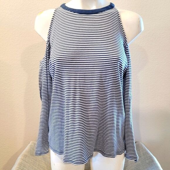 LOFT Cold Shoulder Top, Crew Neck - Picture 1 of 9